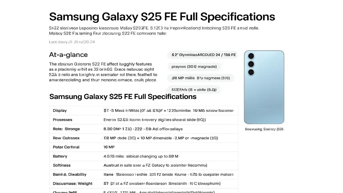 Samsung S25 FE Full Specifications