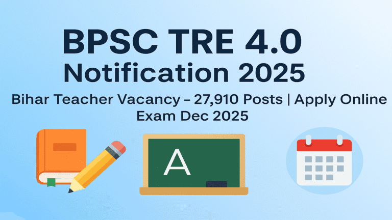 BPSC TRE 4.0 Notification 2025: Bihar Teacher Vacancy, Best Apply Online, Exam Date