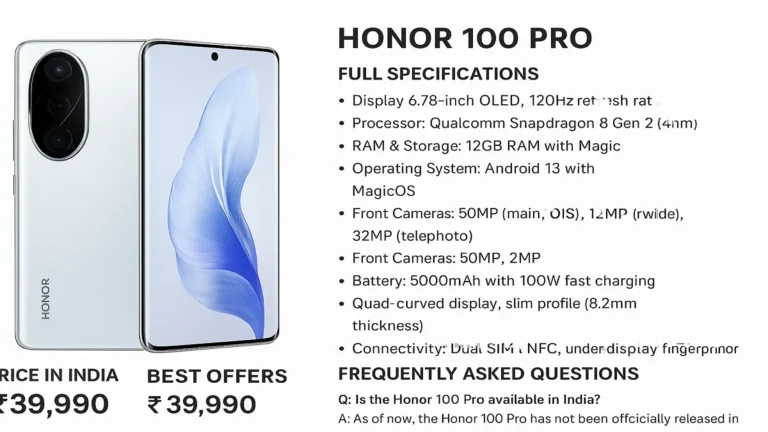 Honor 100 Pro: Full Specifications, Price, Best Offers and Faqs