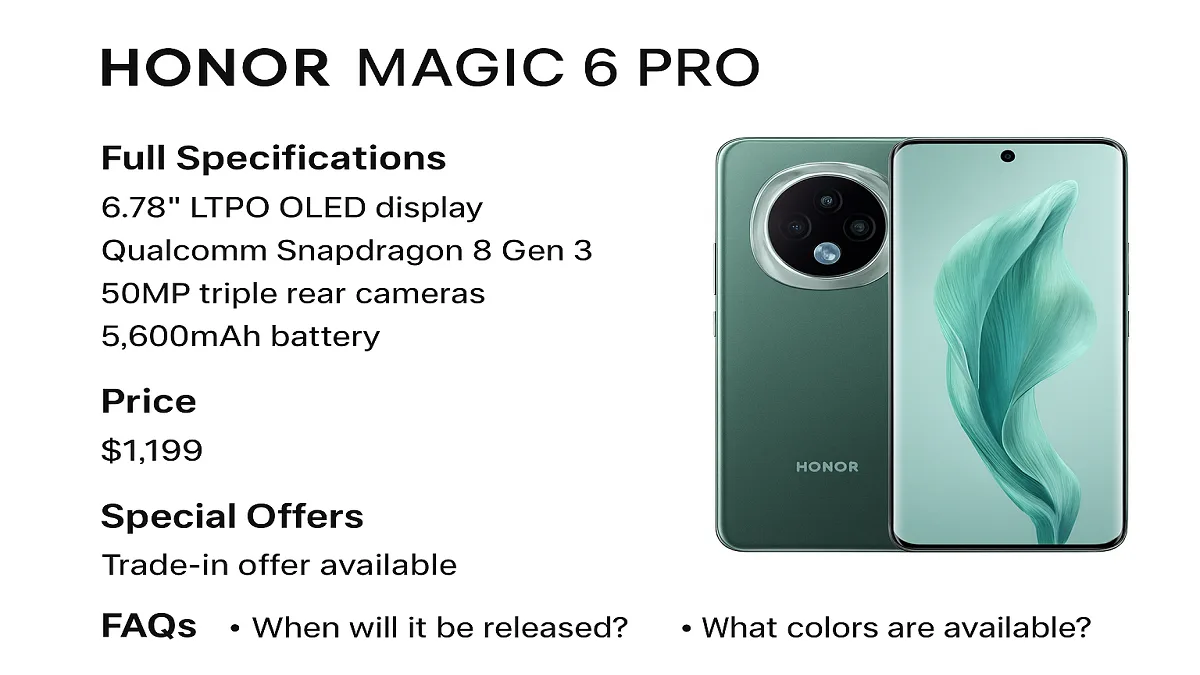 Honor Magic 6 Pro: Full specifications, price, special offers, and Faqs