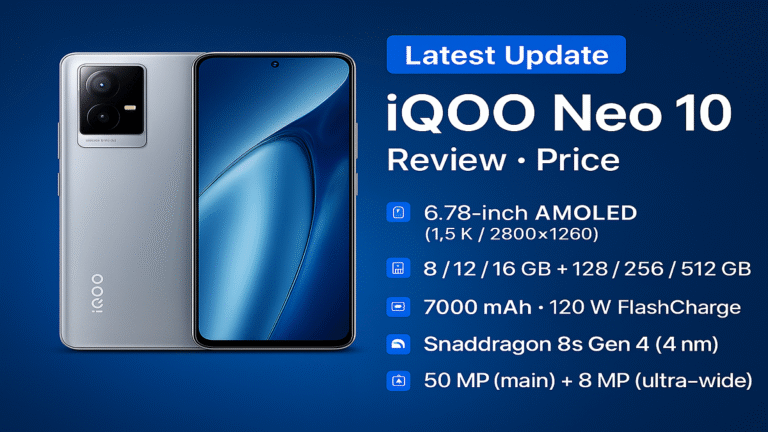 iQOO Neo 10 β Specs, Price in India, Comparison, Updates, Pros & Cons, Tests & FAQs