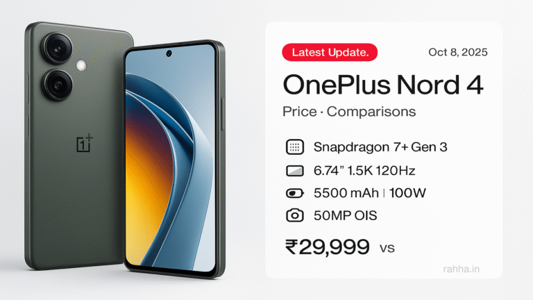 OnePlus Nord 4 β Specs, Price in India, Comparison, Updates, Pros & Cons, Tests & FAQs